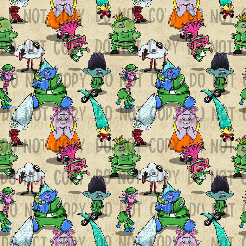 HAND DRAWN EXCLUSIVE SQUID TROLLS Fabric