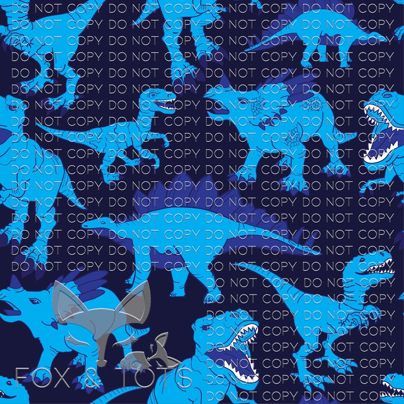 Blue Dinosaurs Fabric