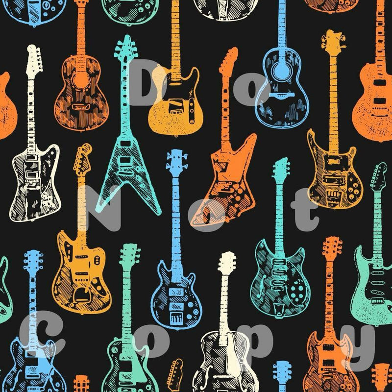 Neon Guitars Fabric