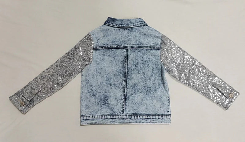 Pre order sequin denim jacket ships beginning of MAY
