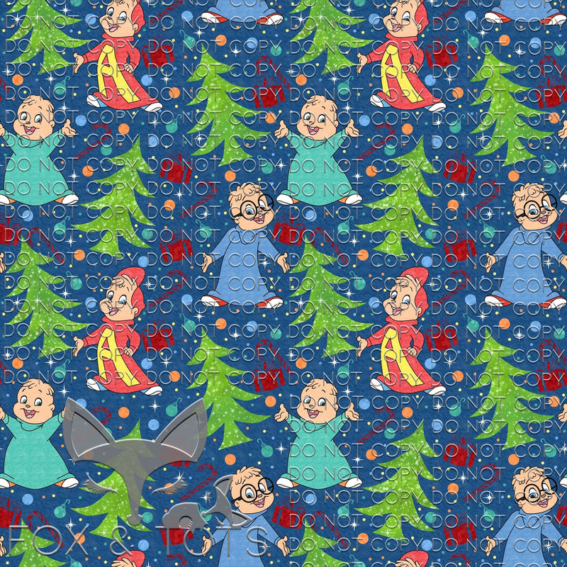 Chipmunks Christmas Fabric