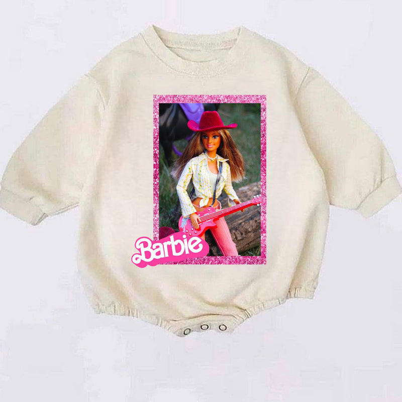 Pre order Barbie romper dark pink glitter guitar border 3 week tat