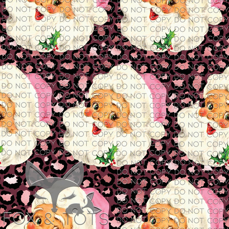 Pink Leopard Santa Fabric