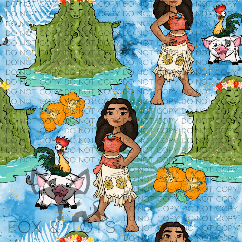 Sky Blue Island Girl Fabric