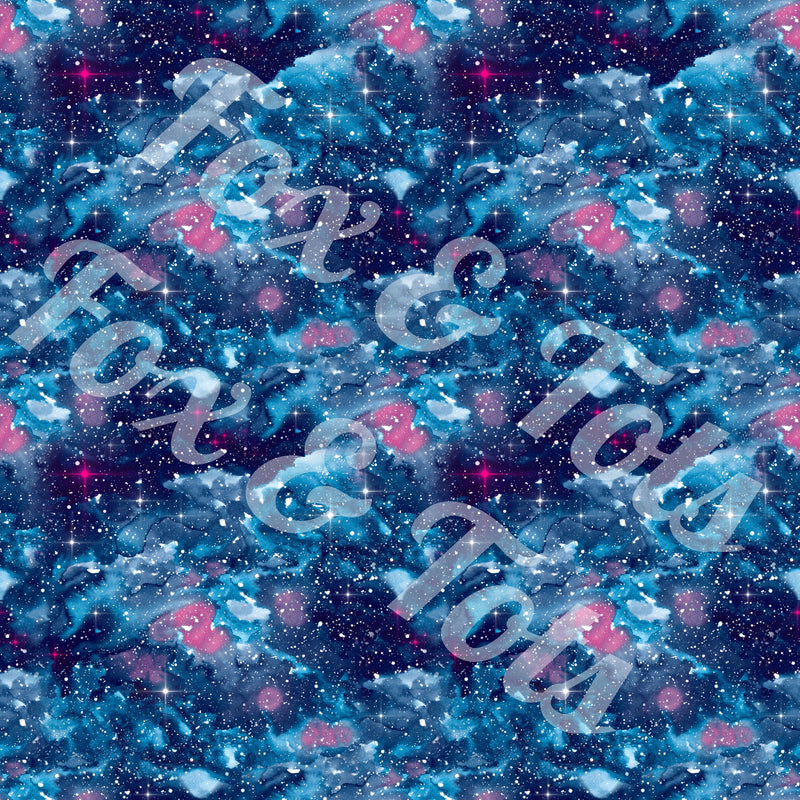 Blueberry Galaxy Watercolor Fabric