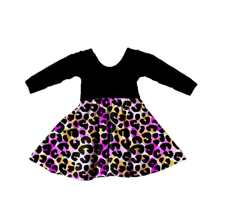 RTS pink leopard dress BLACK top