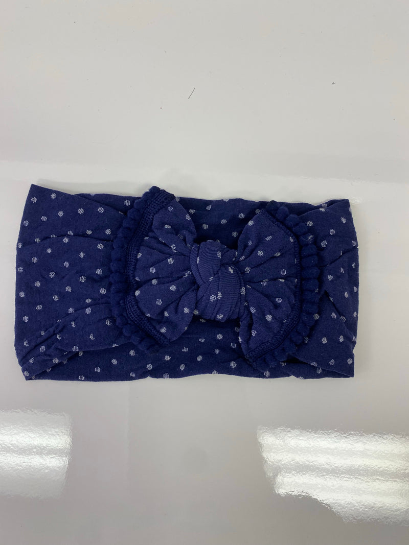 Head Wrap with Bow and Small Pom Poms RTS