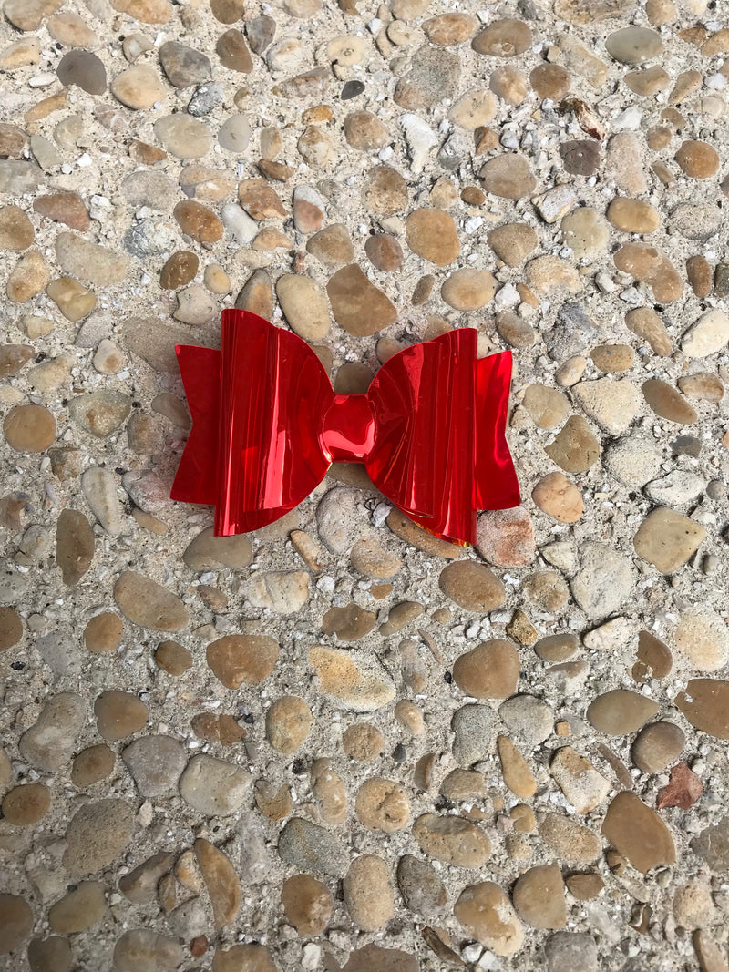 Small Red Glossy Pool Bow