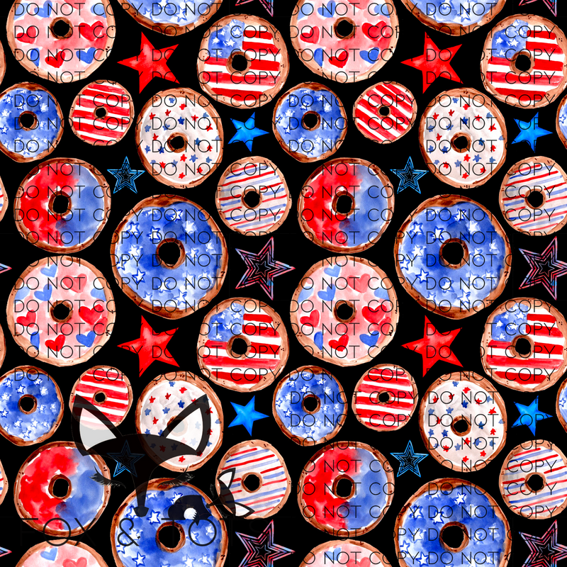 Dark Patriotic Donuts Fabric