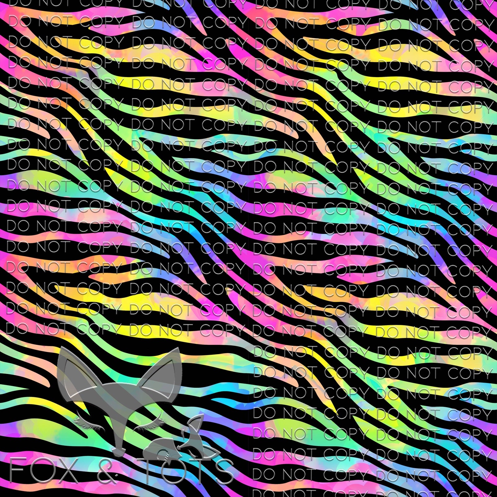 NEON Rainbow Zebra Fabric – Fox & Tots