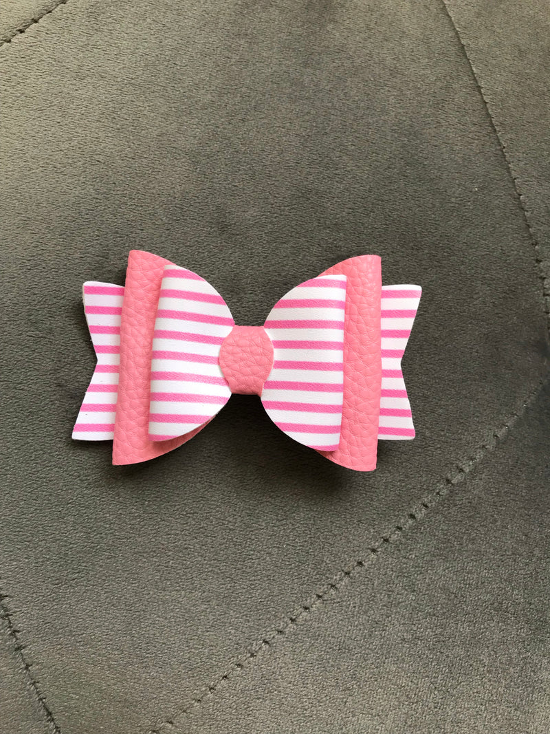 Small Pink Stripe Bow