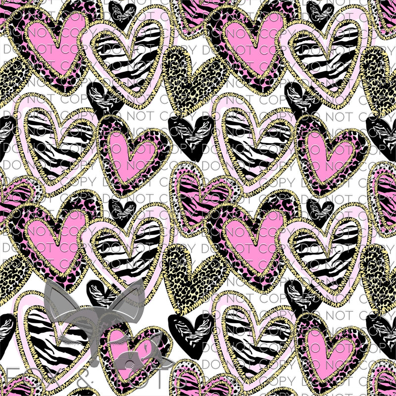 Animal Print Hearts Fabric