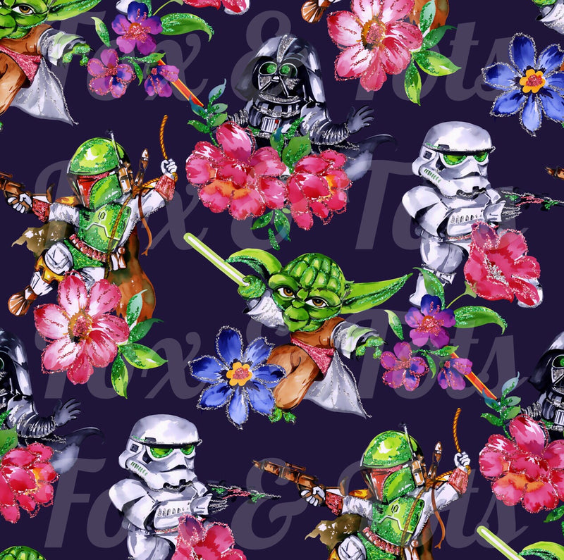 SW Yoda Floral SMALL scale Fabric