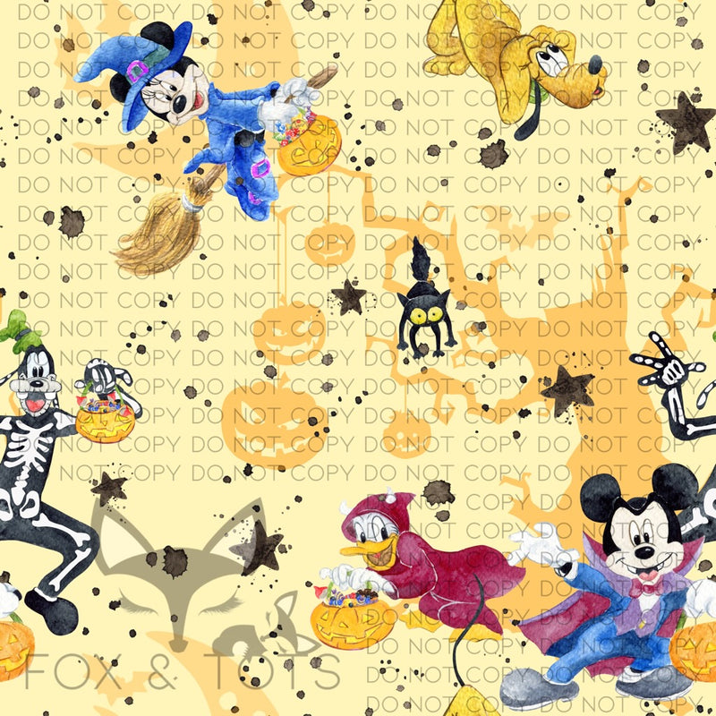 Yellow Mouse Halloween Fabric