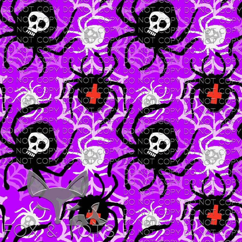 Spider Skulls Fabric