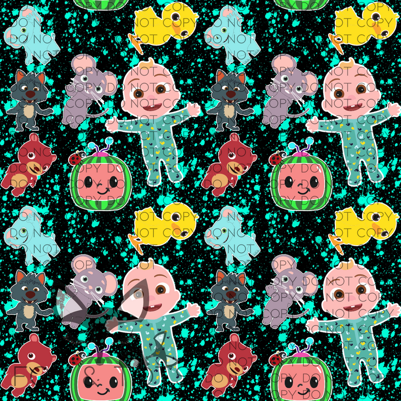 Dark Splatter COCOMELON Fabric