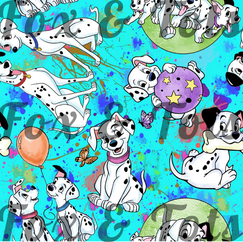 TEAL Dalmations Fabric