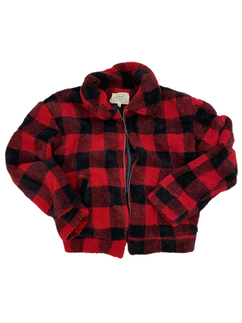 Red & Black checkered zip sweater RTS