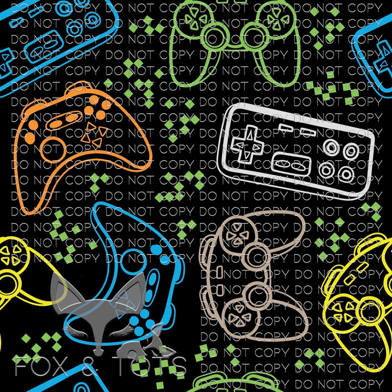 Neon Video Games Fabric