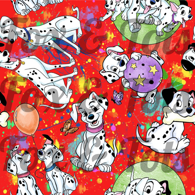RED Dalmations Fabric