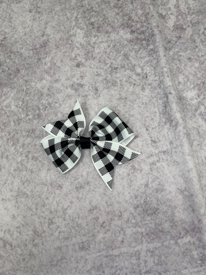 BLACK/WHITE PLAID mini bow-RTS