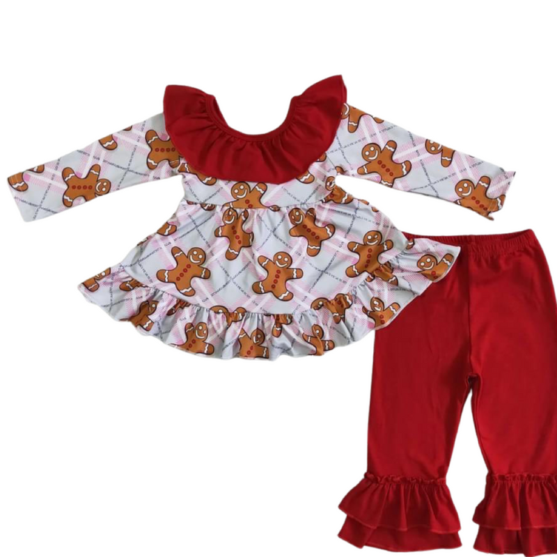 LAST ONE RTS Gingerbread Ruffle Set  - 18M