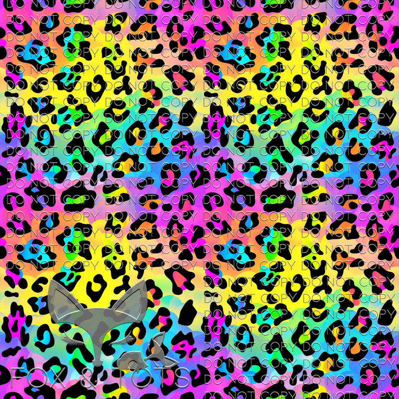 Multi color Rainbow Leopard Fabric