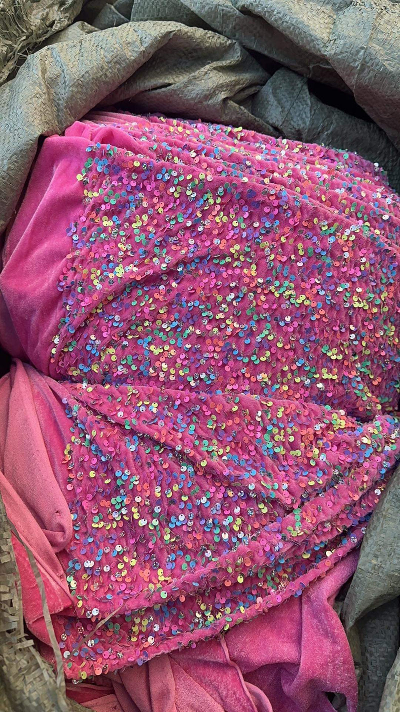 FEB PINK SPRING VELVET sequin RTS - ships last week of Feb