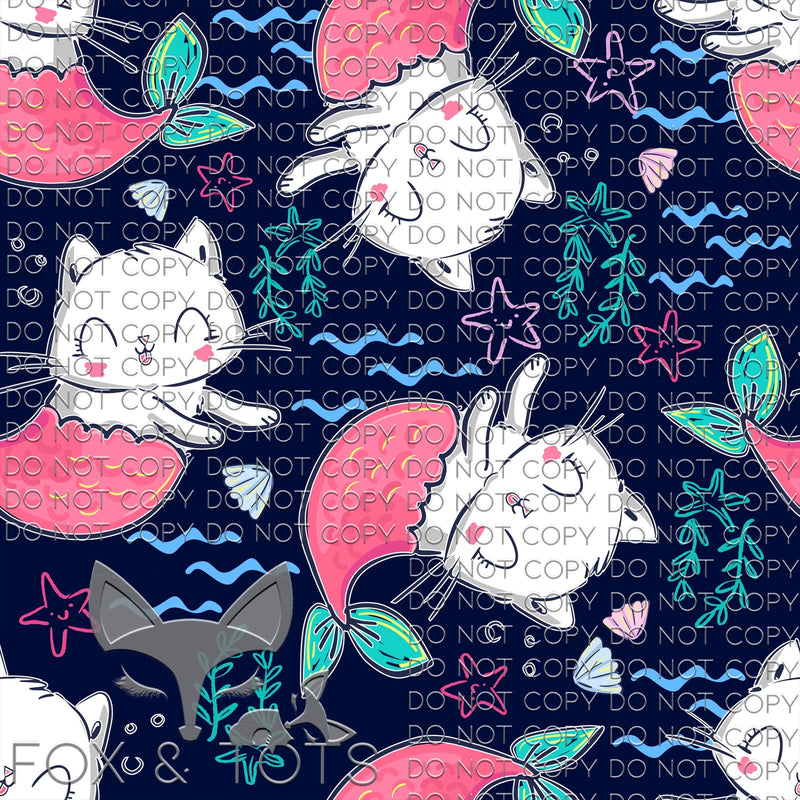 Swimming Mermaid Cat Fabric