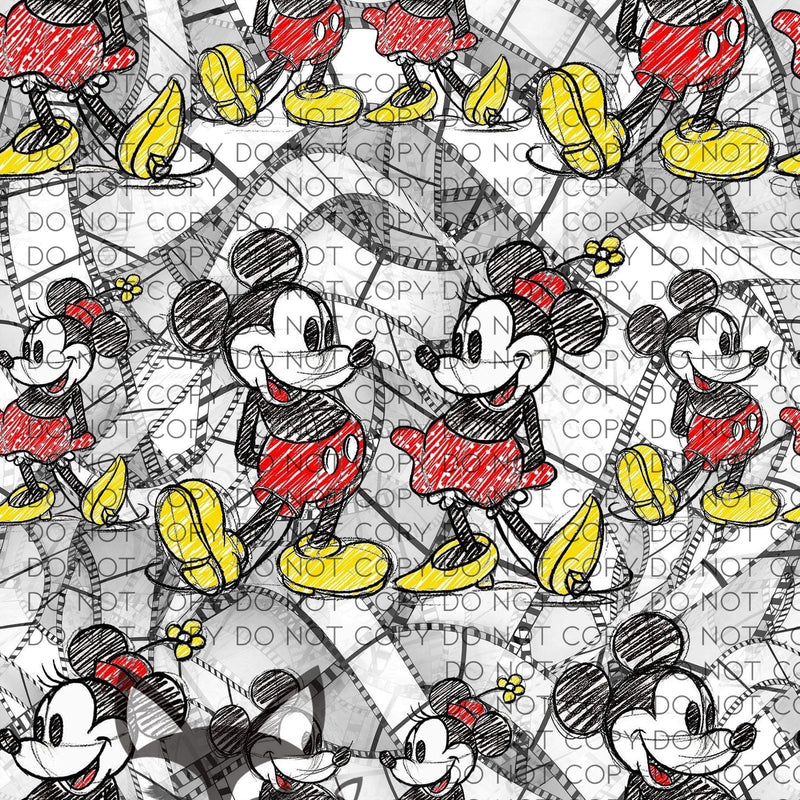 M and M Film Colored Pencil Fabric
