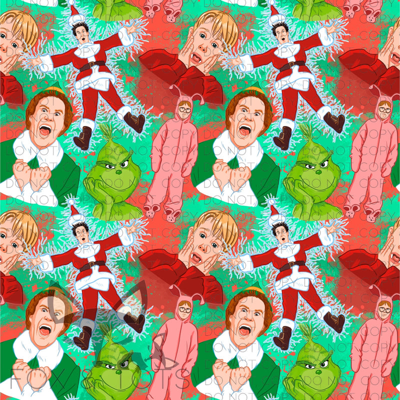 NEW GRINCH Christmas Classics Mash UP Fabric