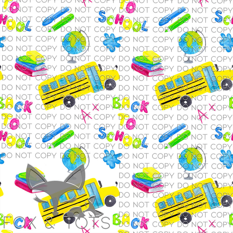School Bus WHITE Fabric