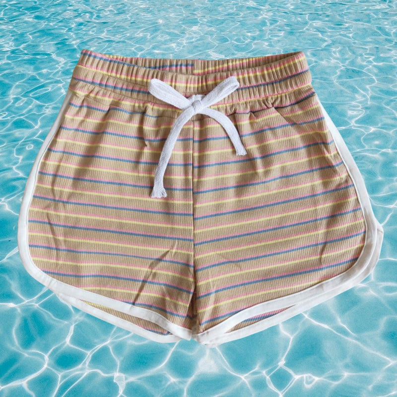 Pre order Stripe (beige w blue ) drawstring shirts - mid june delivery