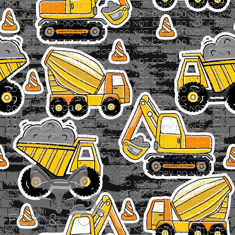 Construction Trucks Fabric