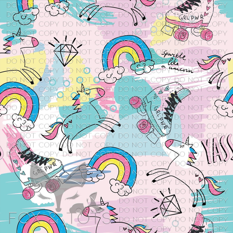 Unicorns and Rollerskates Fabric