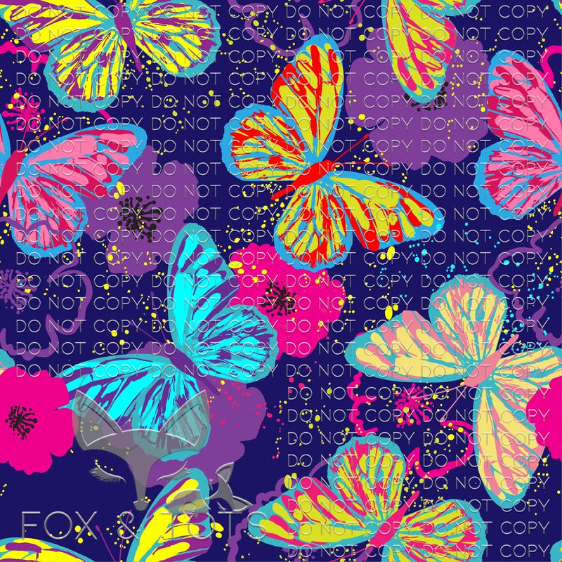 Neon Butterflies Fabric