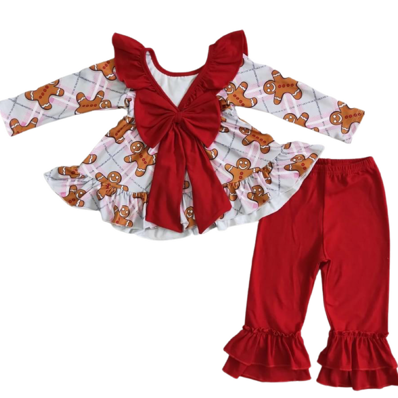 LAST ONE RTS Gingerbread Ruffle Set  - 18M