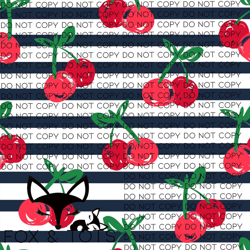Striped Cherries Fabric