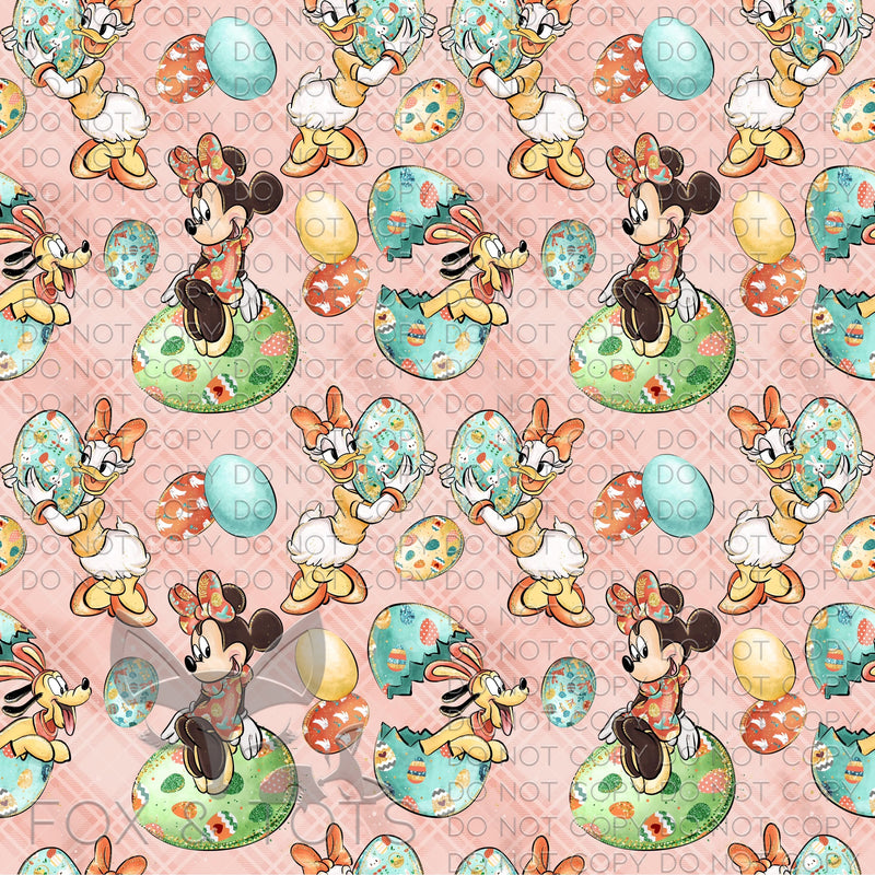 Mouse Character Easter Eggs Fabric