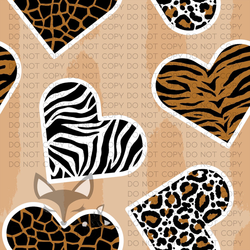 Animal Print Hearts Fabric