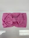 Head Wrap with Bow and Small Pom Poms RTS