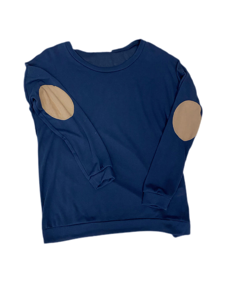 Blue pull over with elbows patches RTS
