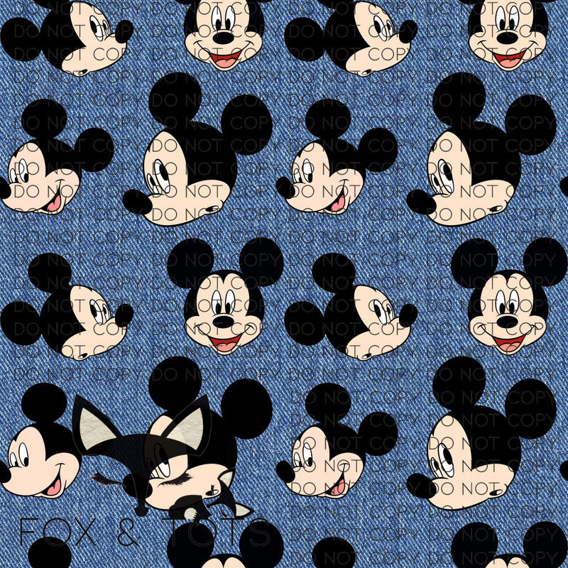 Denim Mouse Fabric