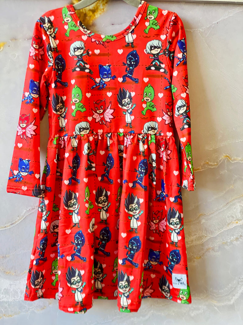 VDAY PJ Mask Long Sleeve DRESS RTS