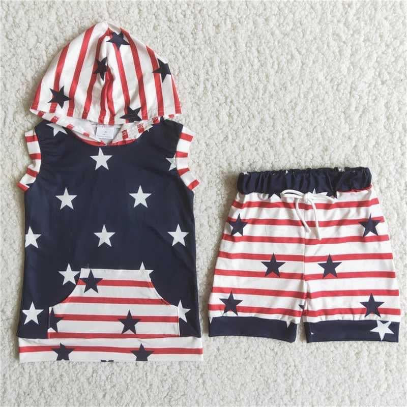 4th of July hooded 2 PC short Set - 2-3 week tat