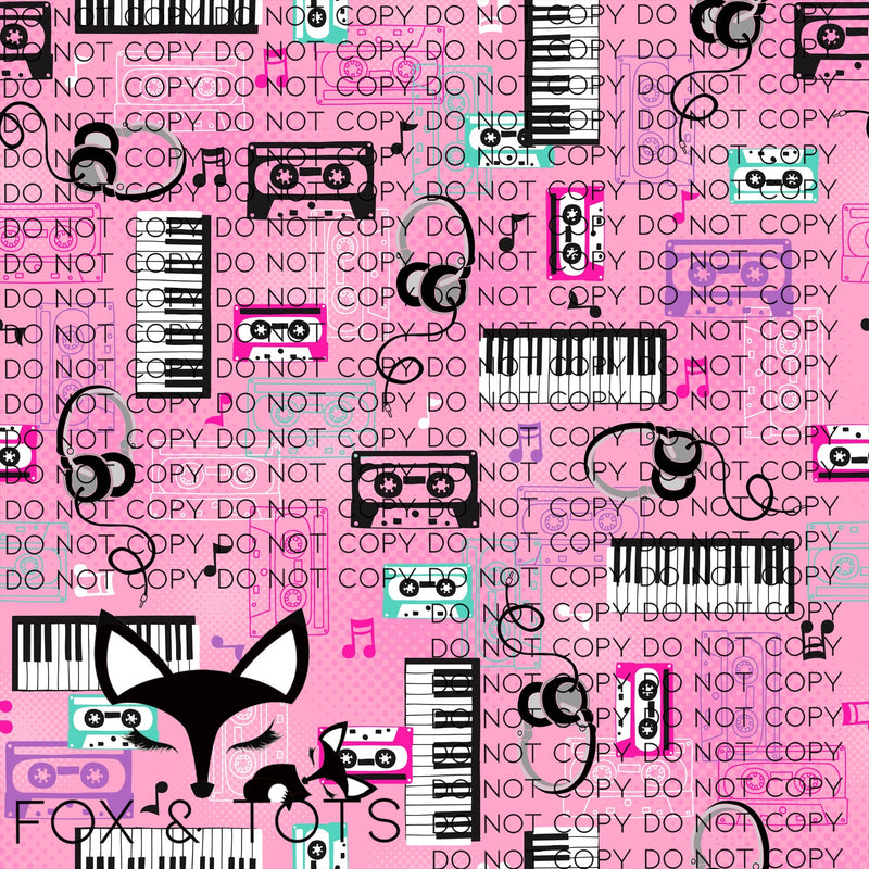 Retro Music Pink Fabric