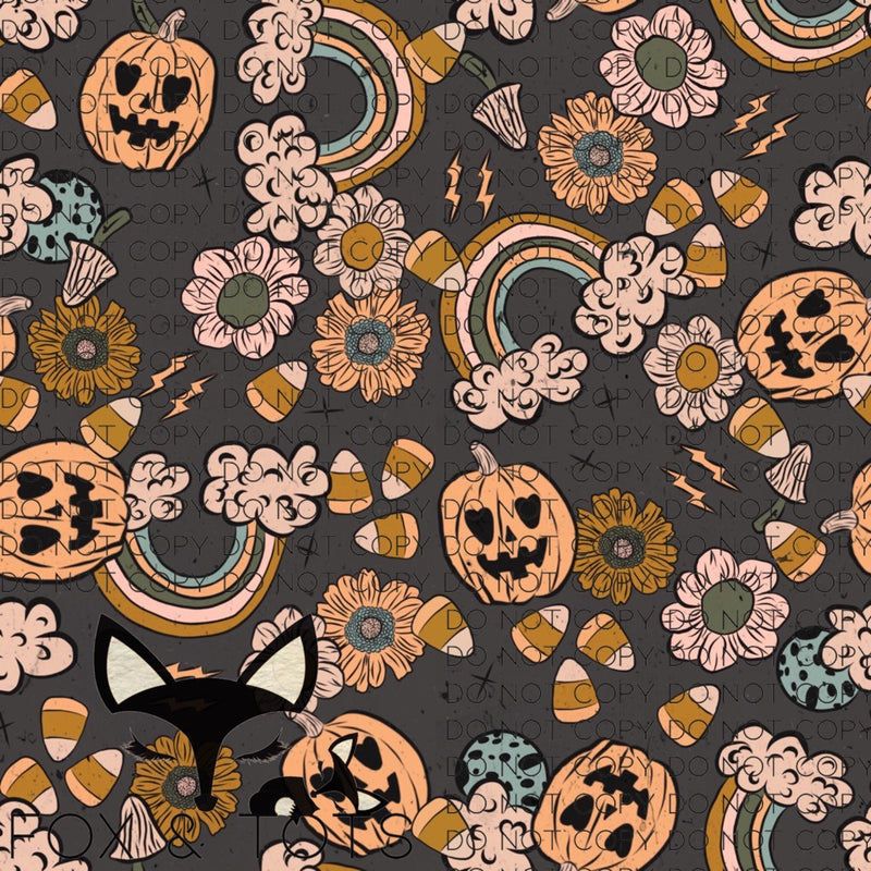 Golden June Rainbow Pumpkins Fabric