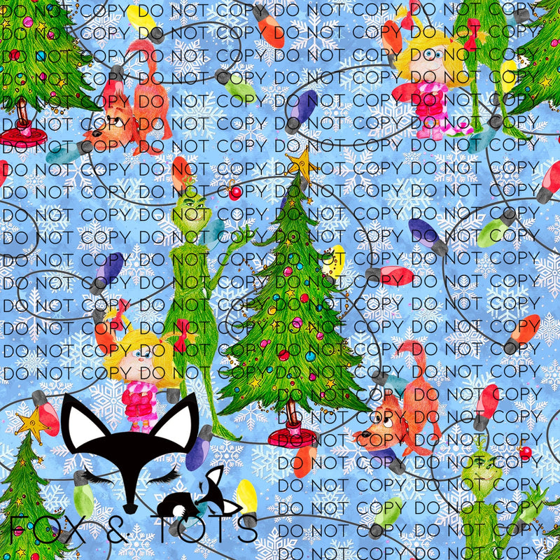 Blue Grinch Fabric