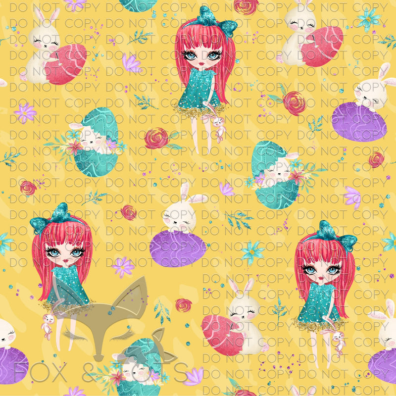 Red Bunny Girl Fabric