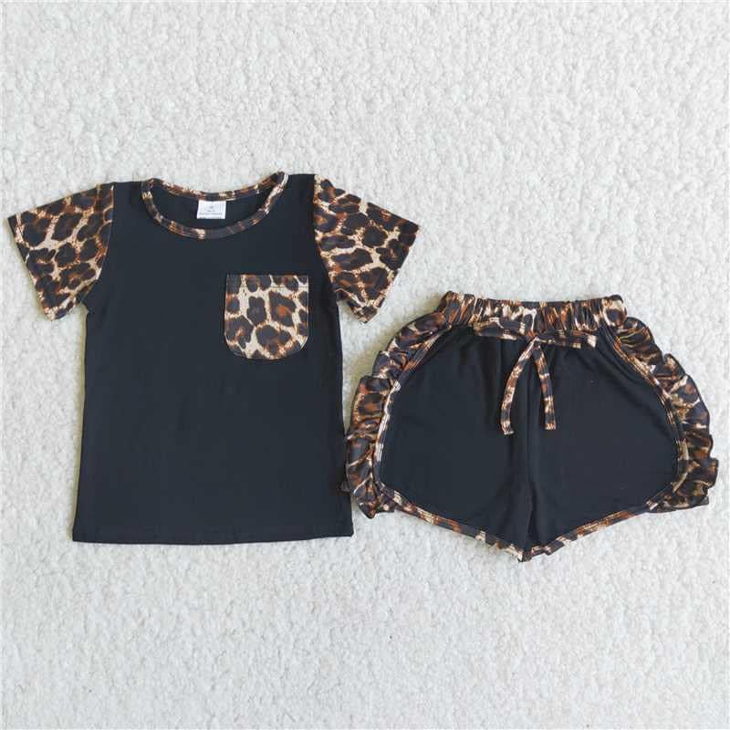cheetah pocket top w/ shorts 2 PC short Set - 2-3 week tat